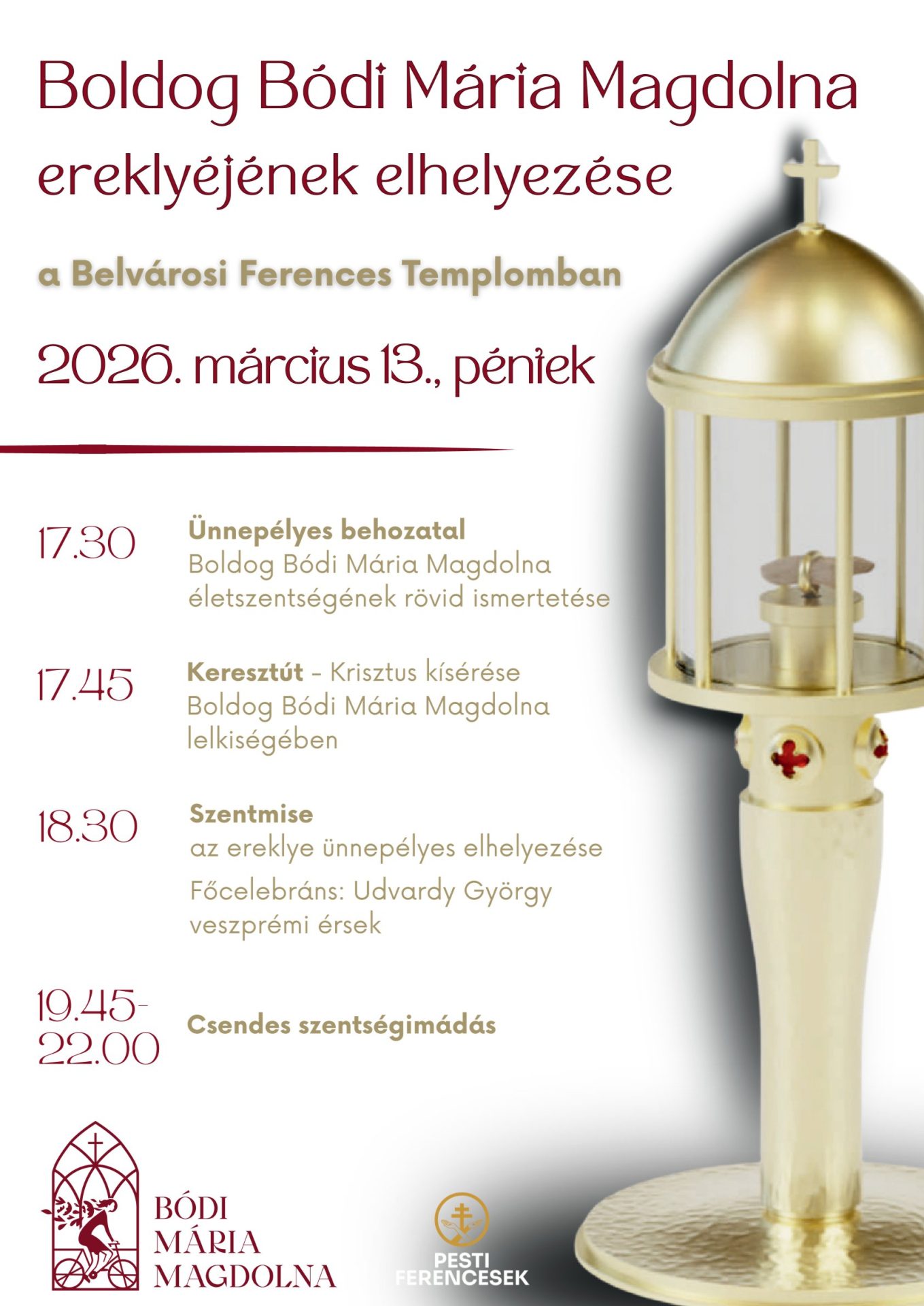 Boldog Bódi Mária Magdolna ereklye érkezik Budapestre